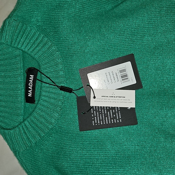 NAADAM Luxe Cashmere Oversized Crewneck Sweater Kelly Green NWT XS - Picture 2 of 10